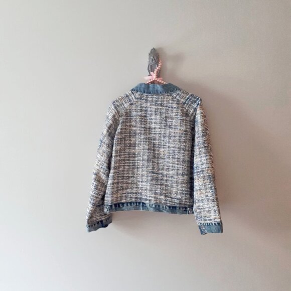 NWT M2 by Mocha crystal tweed short denim jacket, L - Picture 7 of 11